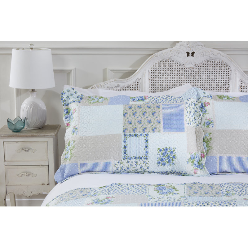 Singletary Canadice Bedspread Set with Pillow Sham, Kingsize - 2 Standard Shams, Blue