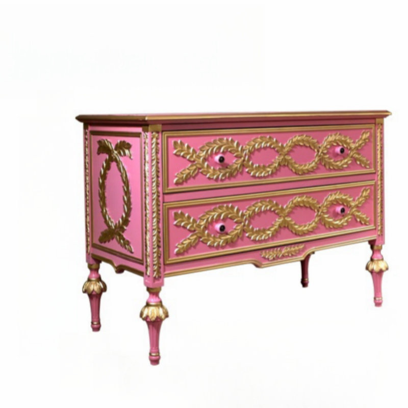 Simple Pink Large Capacity Entrance Cabinet Accent Chest