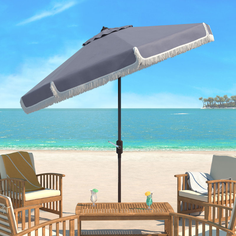 Outdoor Argentina Beach Parasol, Grey/White