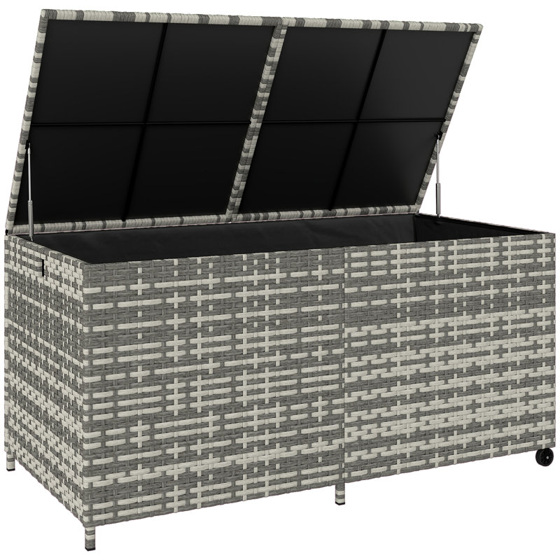 Outsunny 150cm W 650L Steel Deck Box with Wheels, Mixed-Grey
