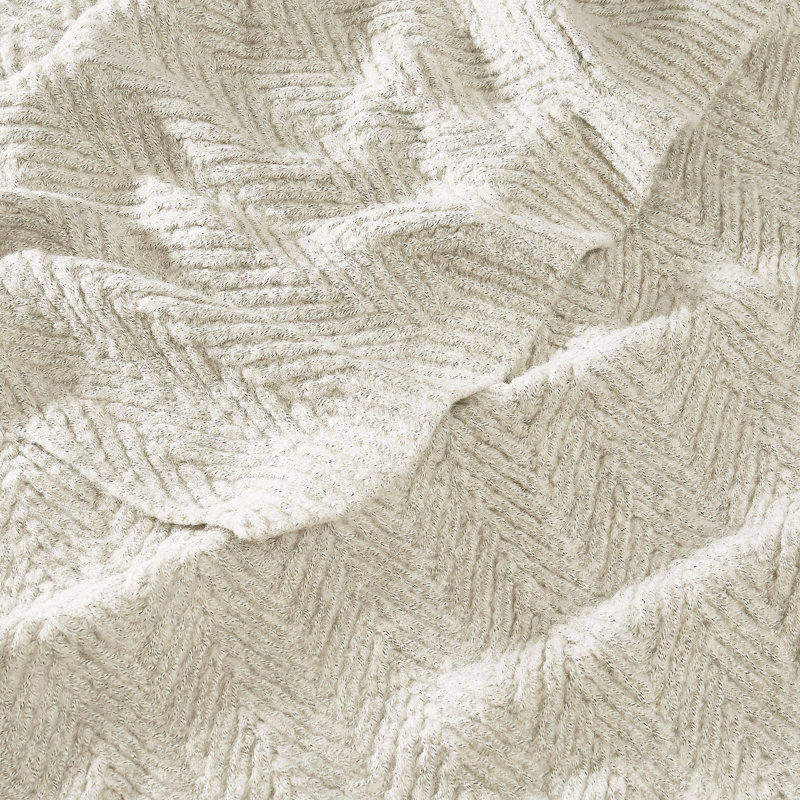 Frye Chevron Faux Mohair Throw Blanket, Cream