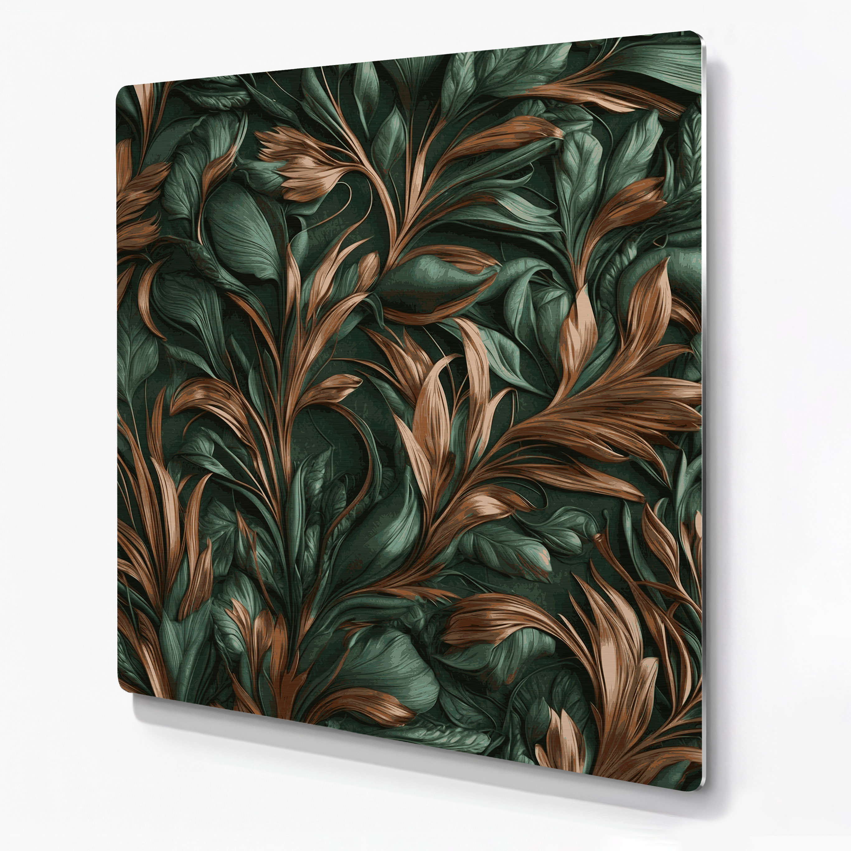 Orren Ellis Abstract Florals 6 Green Metal Wall Art | Wayfair