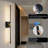Modern Cordless LED Linear Wall Sconce, 10000mAh Battery Operated, 350° Rotating Magnetic Picture Light with Remote, Black & Gold-1881329710