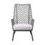 Fauteuil de jardin Marco en acier, intérieur/extérieur, avec corde et coussin gris