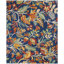 Tapis floral bleu marine / orange / jaune Weyland-1776106473