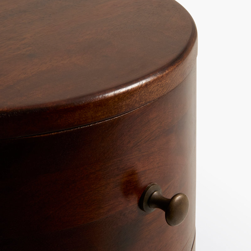 Liam Solid Wood End Table with Storage, Chocolate