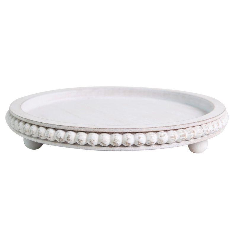 Plateau en bois perlé, décoration de table de cuisine ou plateau de service de ferme, Blanc