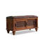 Banc rembourré en cuir véritable brun noisette-320893252