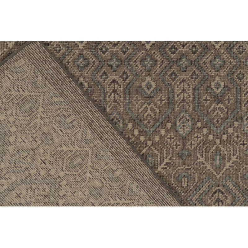 Distressed Homage Hand Knotted Wool Geometric Area Rug, Rectangle 10' x 14'
