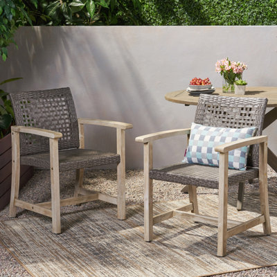 Chaise de salle à manger en bois et osier Hampton (ensemble de 2)
