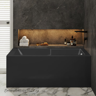 Claire 60 X 32 Right Drain Soaking Alcove Corner Apron Bathtub In Glossy Black