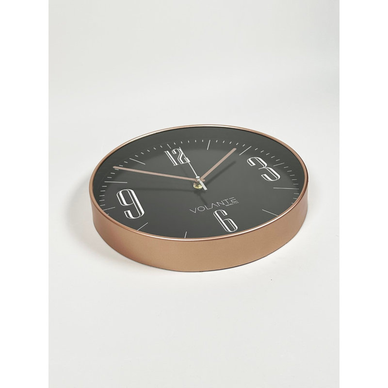 Bronze Decorative Wall Clock, 11.8 Inches Diameter | 100% Plastic Body, Real Glass Cover, Thickness: 1.8 Inches | Elegant Design for Home & Office Décor, Perfect for Living Room or Kitchen Wall Display