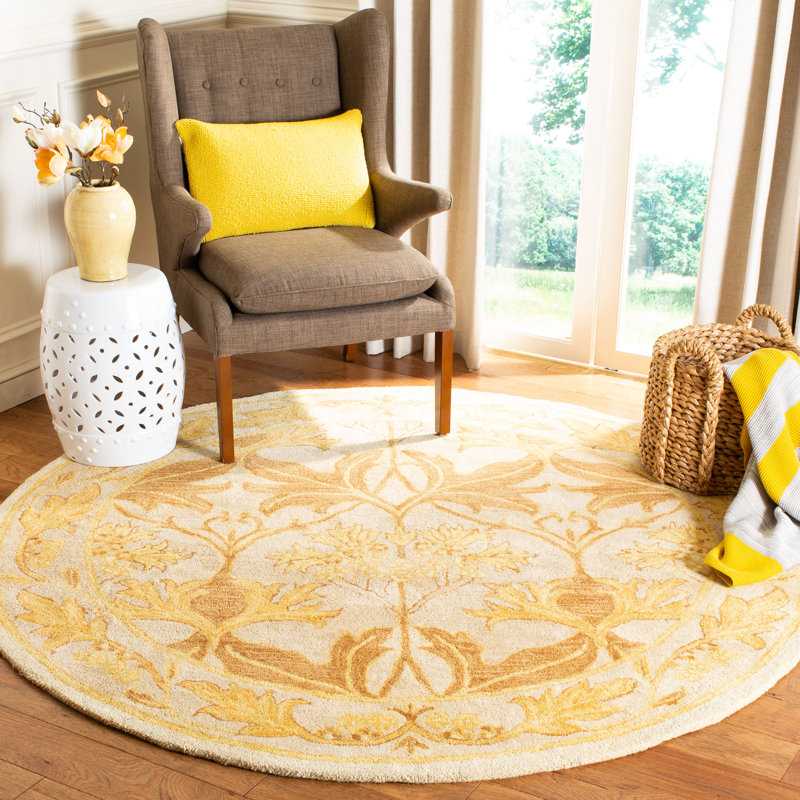 Tapis oriental en laine touffeté à la main Tingley, Rond 4 pi