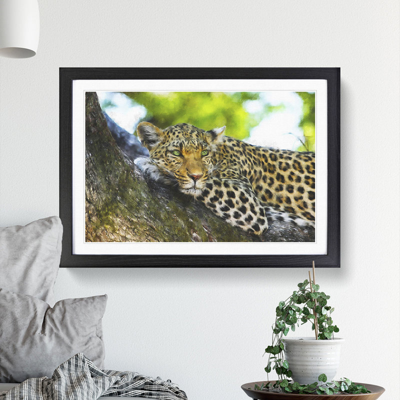 Leopard Vol.2 - Picture Frame Painting, 27cm H x 36cm W x 2cm D, Black Framed