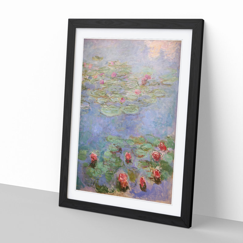 Water Lilies Lily Pond Vol.8 by Claude Monet - Picture Frame Painting, 48cm H x 36cm W x 2cm D, Black