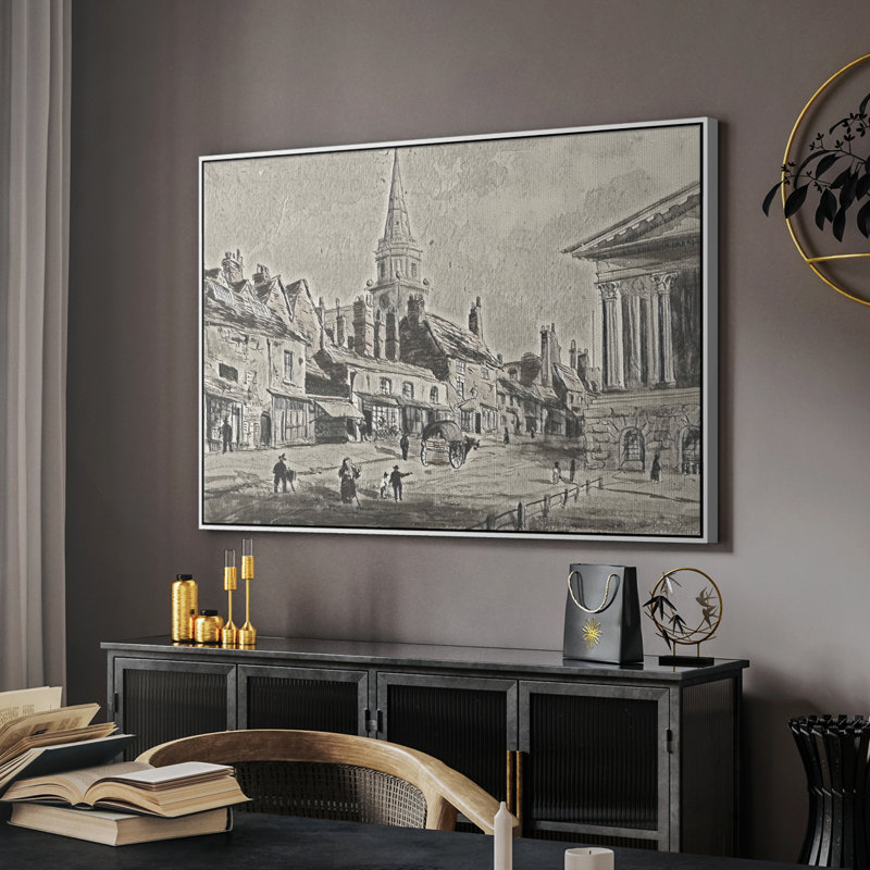Croquis rétro-XLI, H 17 po x l 25 po x P 2 po, Toile encadrée flottée blanche