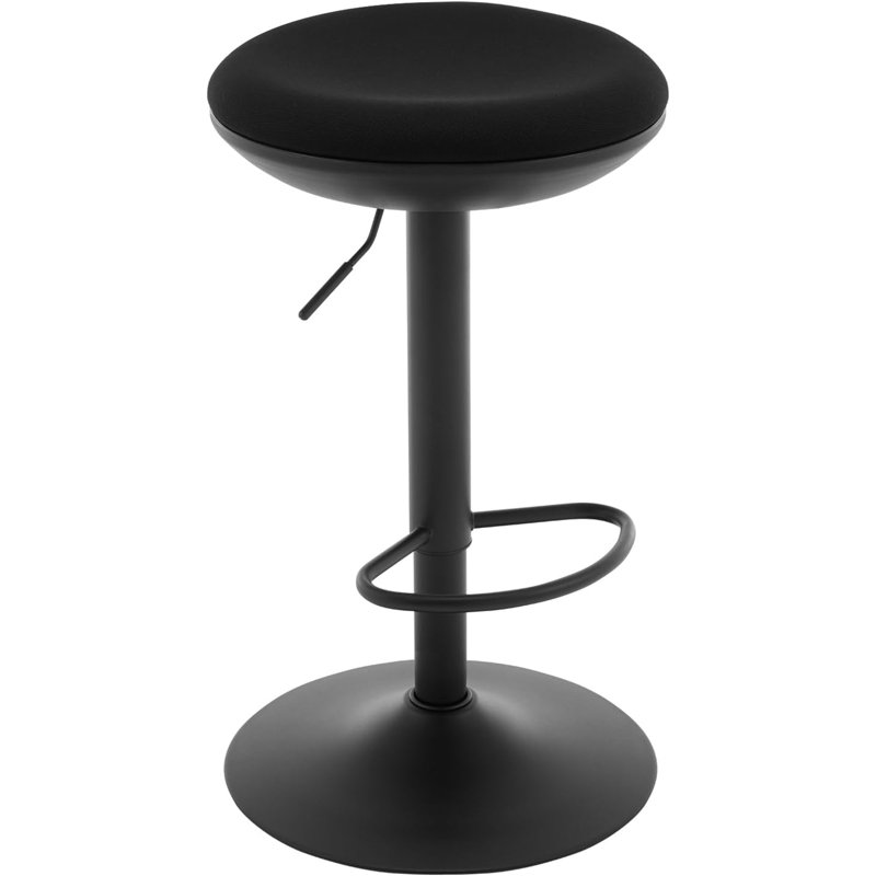 Parshall Swivel Upholstered Adjustable Height Counter Stool with Metal Frame, Black, 1