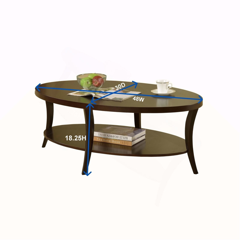 Perth Espresso Oval Coffee Table with Shelf