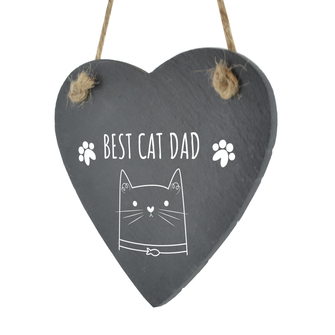 Hedden Best Cat Dad Heart Slate Wall Décor
