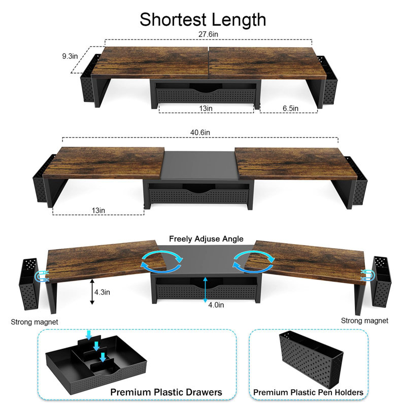 Monitor Stand, Black,Brown