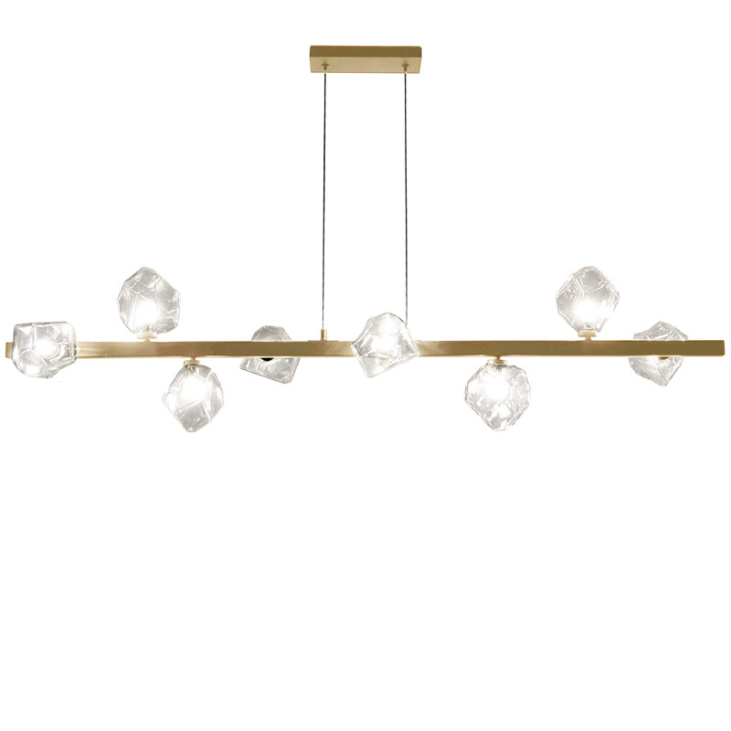Lustre linéaire pour îlot de cuisine à 8 lumières Felichia, Laiton vieilli