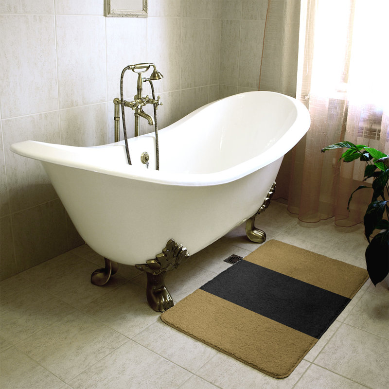 Memory Foam Non-Slip Bath Rug, 17" W x 24" L, Gold/Black Middle, Oklahoma 
