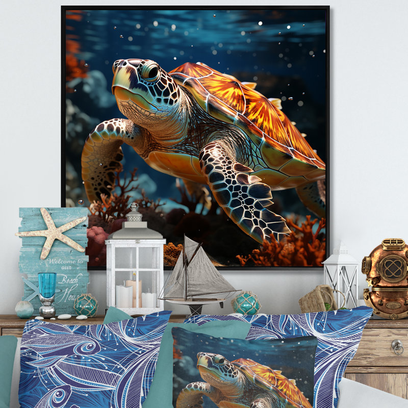 «Abstract Swim II» sur toile, Cadre flottant noir, H 30 po x l 30 po x P 1 po