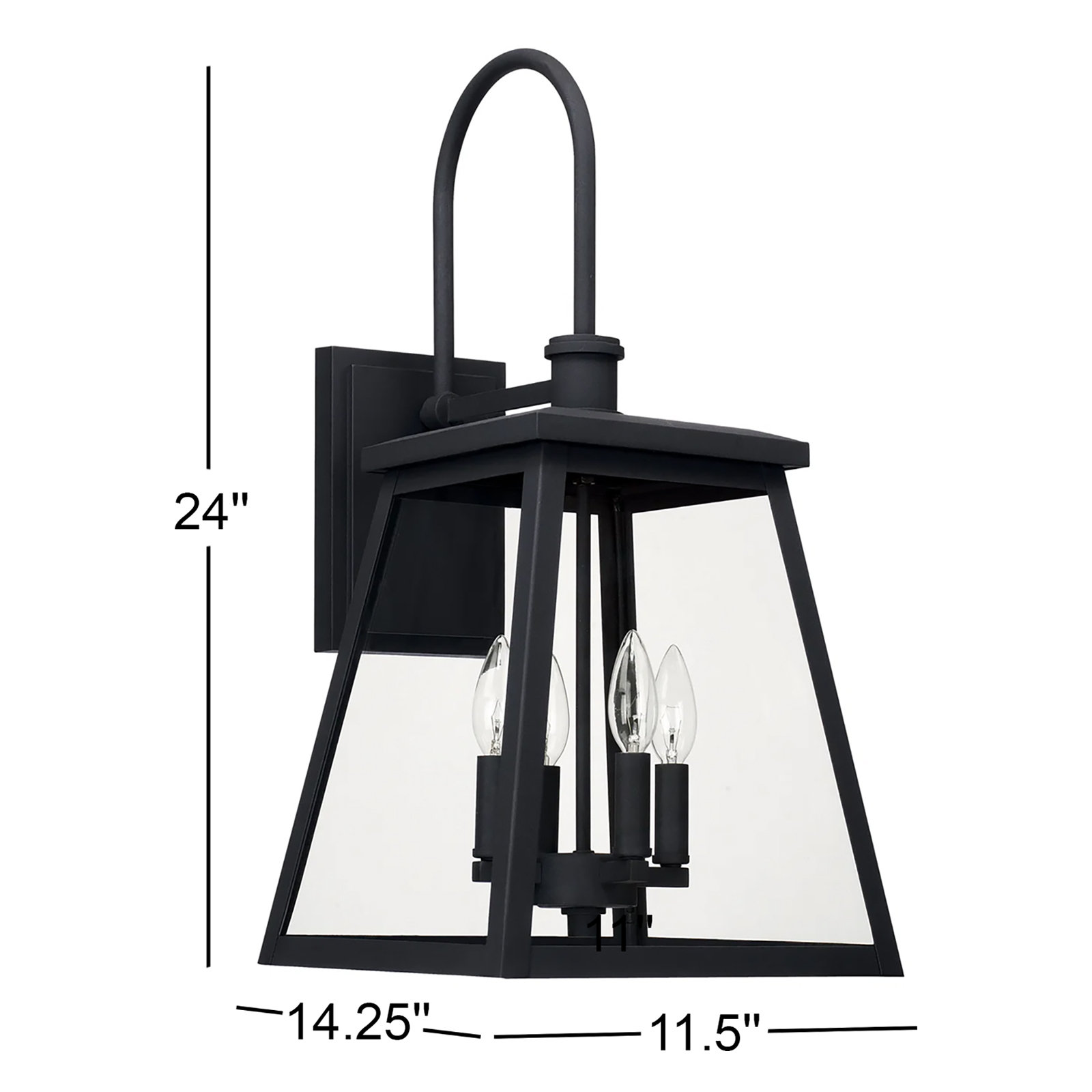 4 Light Bell Outdoor Wall Light, Black