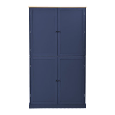 Armoire de rangement de cuisine autoportante de grande hauteur (102 x 51 x 181 cm) TOPMAX avec 2 tiroirs, 2 tablettes réglables et 8 portes, bleue. Parfait pour la cuisine et la salle à manger.
