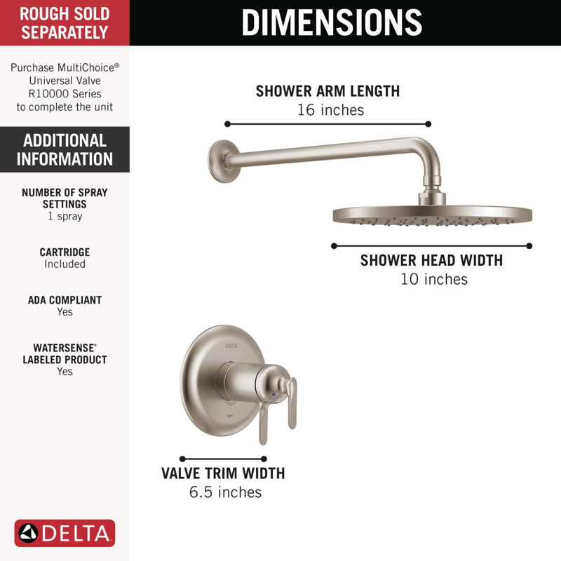 17T Series Shower Trim, Lumicoat Stainless