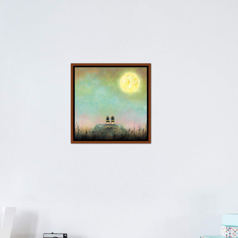 Moon Watchers par Neil Thompson - reproduction d'art, H 18 po x l 18 po x 1,5 po, Toile à cadre en bois classique