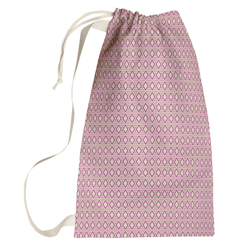 Sac à linge à motif géométrique, Grand (H 76,5 po x l 29,5 po x 1,5 po), Mauve