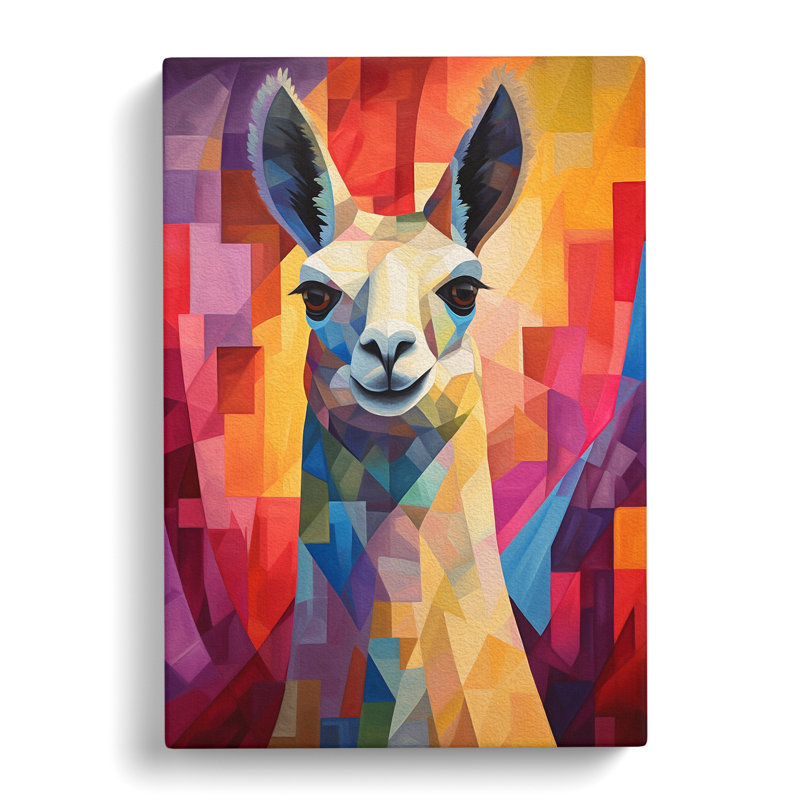 Llama Cubism Art - Wrapped Canvas, 50cm H x 35cm W x 3cm D