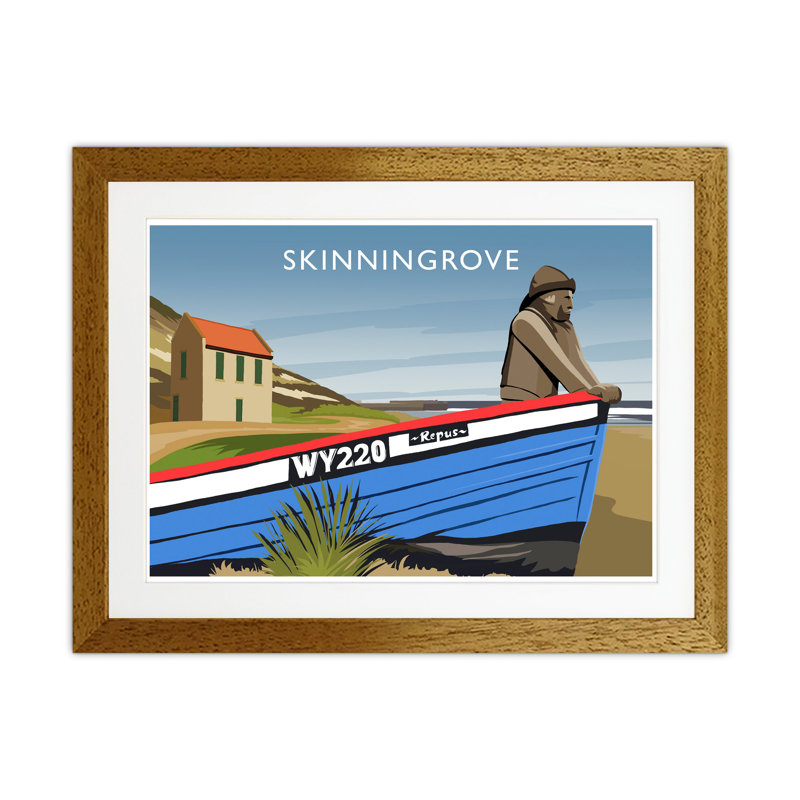 Skinningrove by Richard O'Neill - Print, 43.5cm H x 53.5cm W x 3cm D, Brown Framed