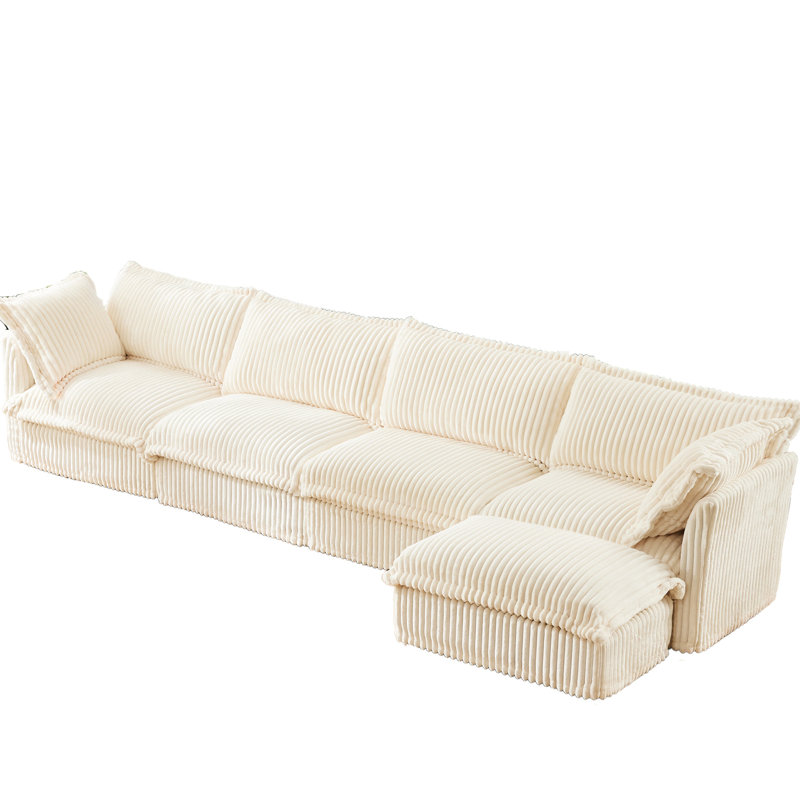 Canapé modulaire en forme de L, 4 places avec 2 coussins et 2 grands coussins, canapé en velours côtelé à assise profonde pour salon, appartement, canapé,