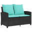  Canapé de patio 2 places avec coussins et table en rotin de polyester noir-735040564-735040575