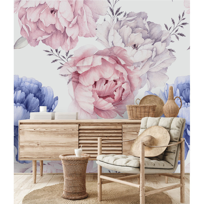 Auther Floral Wall Mural, 8.34" L x 100" W, Paper