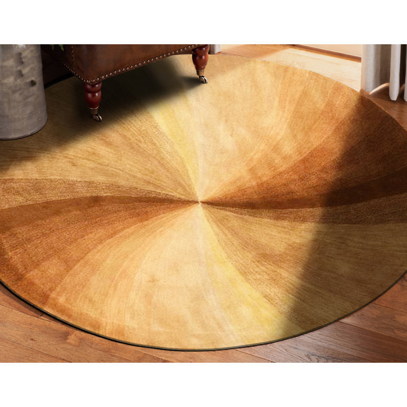 Ava Trendy Light Brown Hand Tufted Wool Contemporary Abstract Area Rug, Round 6'