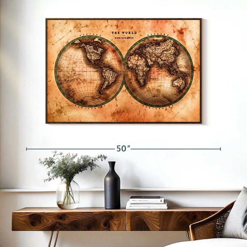Hémisphères rustiques Reidy, Cadre flottant noyer, 40 po x 27 po