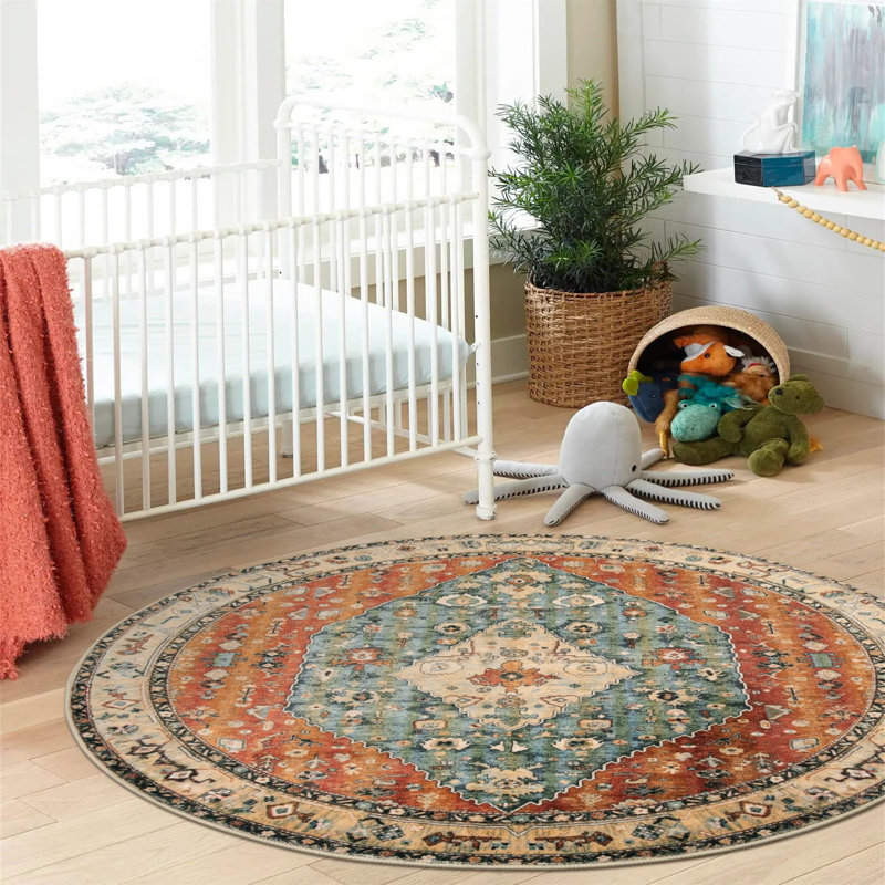Round Abstract Machine Braided 120cm X 120cm Area Rug