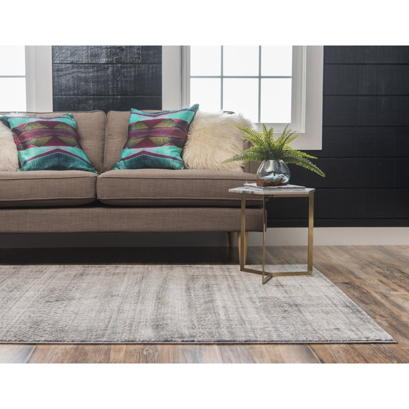Tapis gris à chevrons Ianmichael, Rectangle 4 pi 1 po x 6 pi 1 po