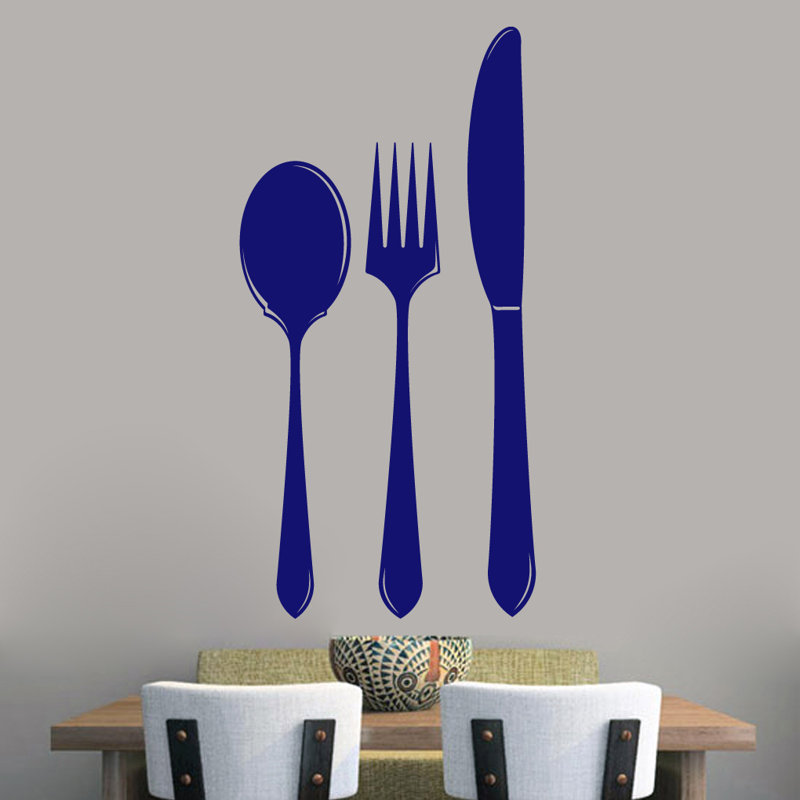 Adhésif décoratif cuillère fourchette, Bleu marine