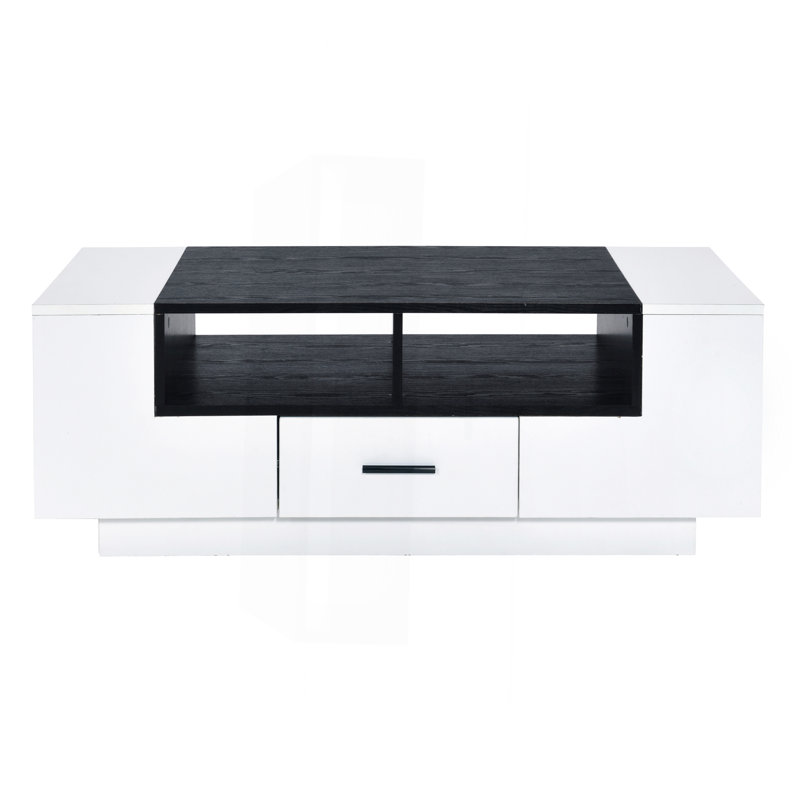 Table basse blanche et noire avec rangement
