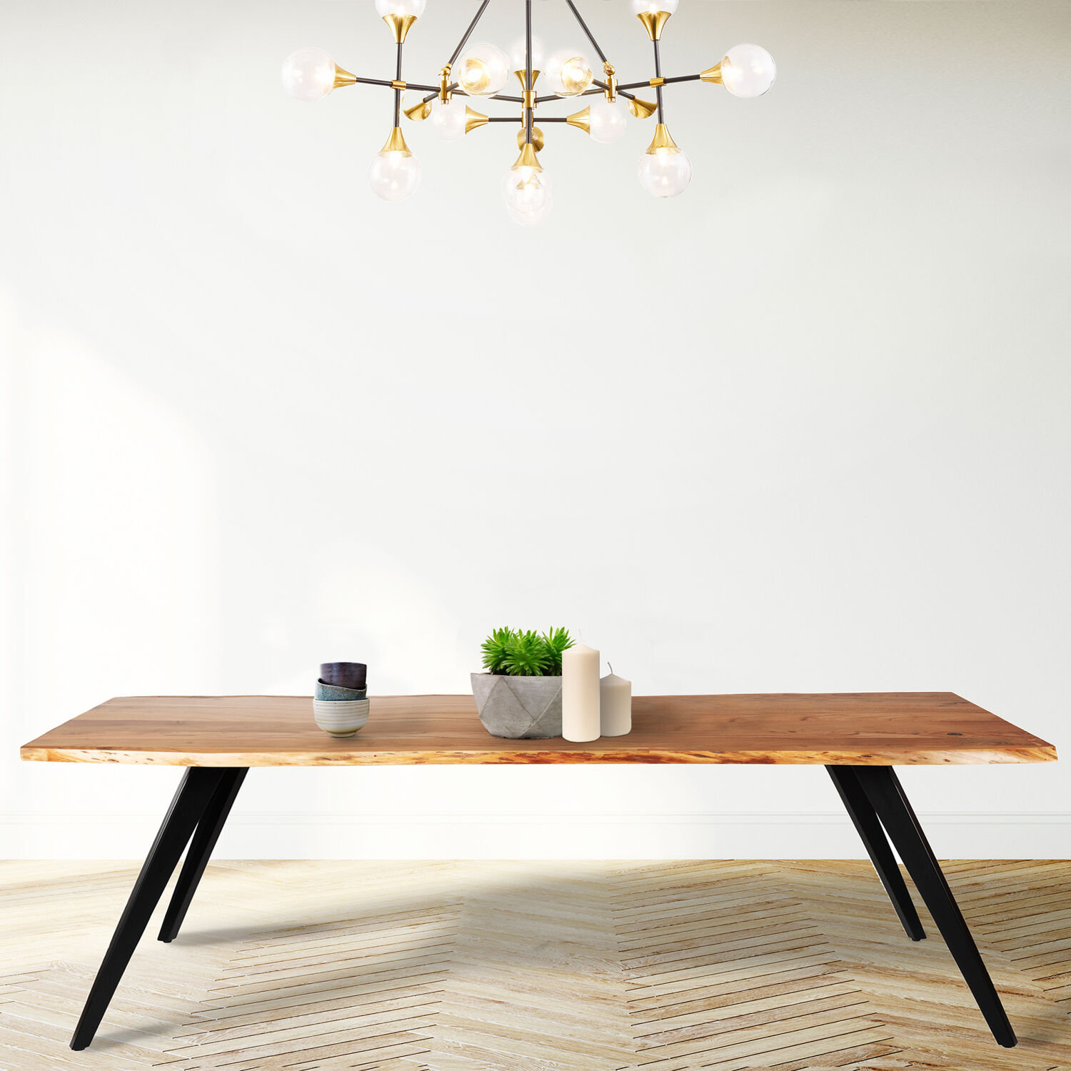 Foundry Select 90-In. Acacia Wood Dining Room Table, Modern Live Edge ...