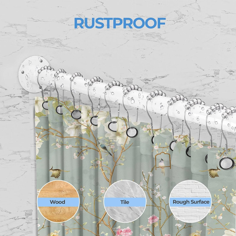 60-90 cm x 60-90 cm Adjustable Corner Shower Curtain Rod, L Shaped Shower Curtain Rail, White