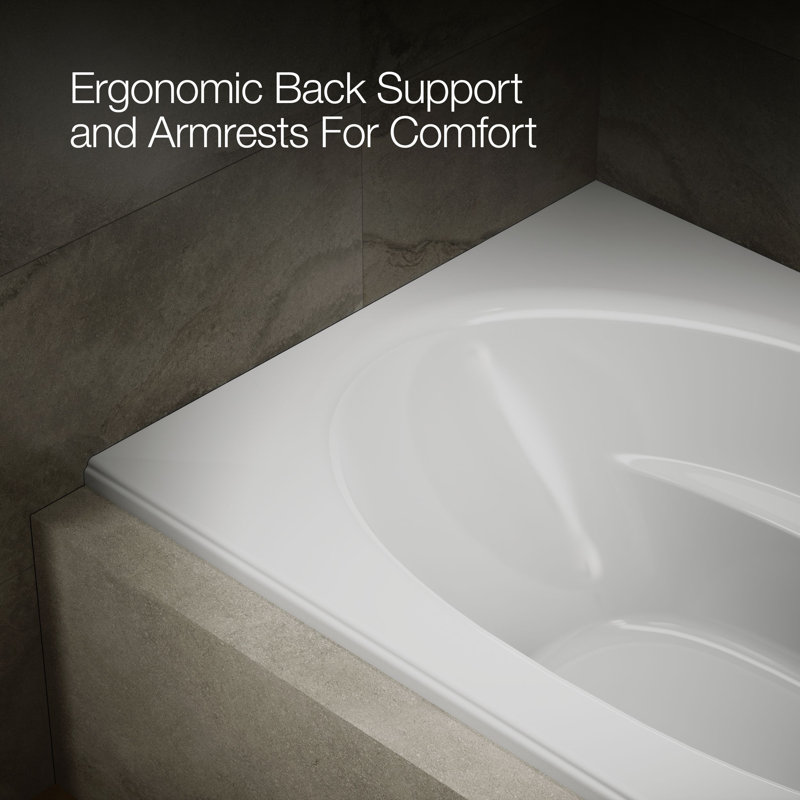 60" x 42" Drop In Soaking Bathtub, White, Right