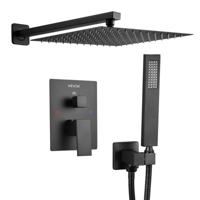 Shower Faucet Set, Rainfall Bathroom Shower System With 12-Inch Square Rain Shower Head And Handheld Spray, Wall Mounted Bath Fixtures With Brass Valve And Trim Kit, Brushed Nickel