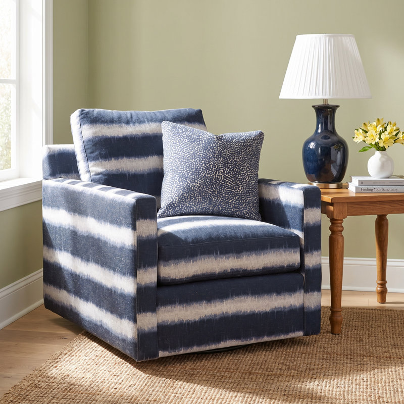 Bel-Air Swivel Armchair, Light Blue and White Stripe; 0256-54