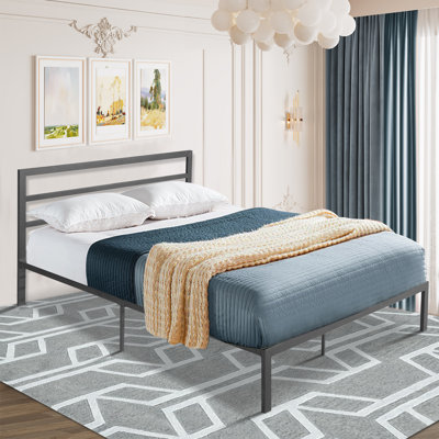 Ellersick Minimalist Design Metal Platform Bed, Queen Size