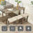 4 Piece Bar Table Set with Power Outlet,Bar Table Set with Chairs,Sofa Bar Table with Stools,Behind Couch Table with 3 Padded Stools,for Living Room,Dining room-2058855997